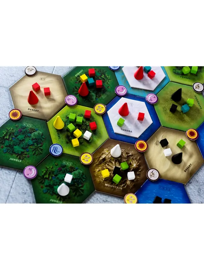 Losetas de terreno con cubos de especie y conos