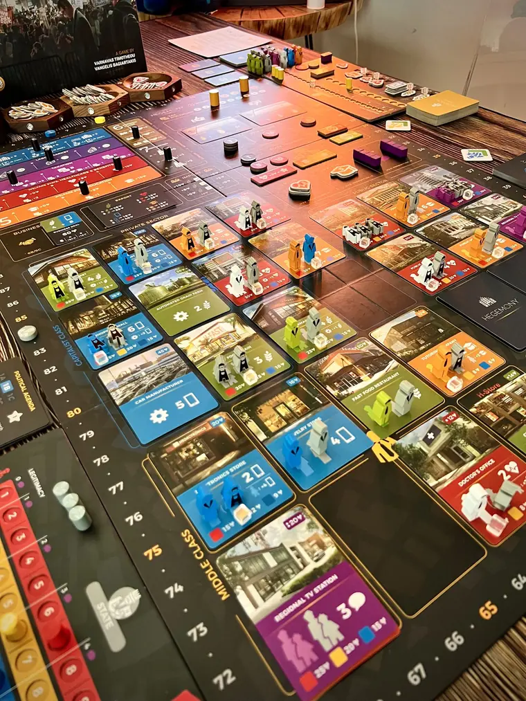 El tablero con empresas y trabajadores en juego