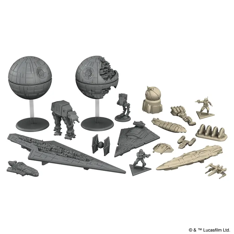 Miniaturas de cada tipo de unidad, imperiales y rebeldes