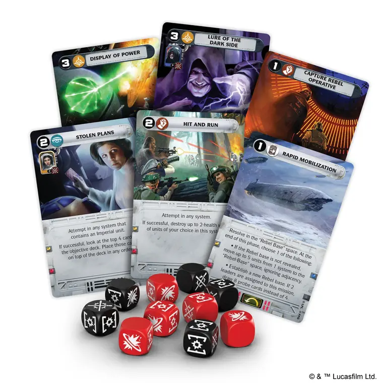 Cartas de misión y los dados de combate