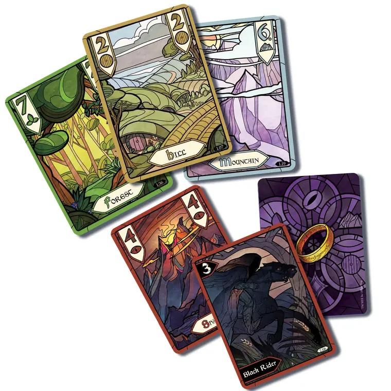 Cartas de los palos, con arte de vitral