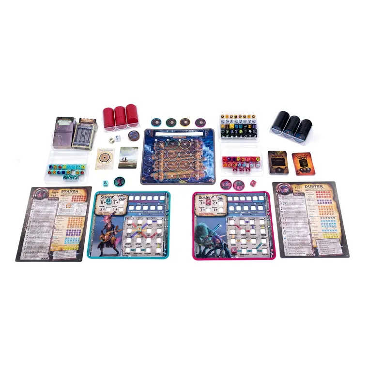 Todo el contenido de la caja, desplegado